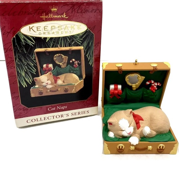 Vintage Hallmark Christmas Ornament 1997 Holiday Keepsakes Cats Naps Kitten Red main image 12